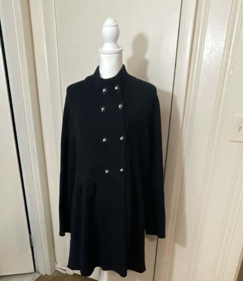 Style & Co Blk. Mock/Tunnel Neck Sweater Coat, 2X Military Style Dark Academia - Picture 11 of 11